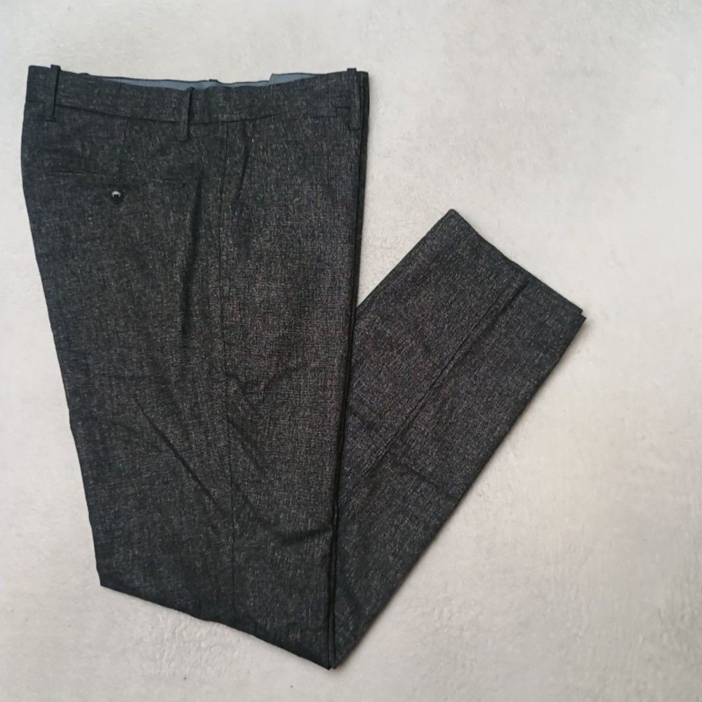 Gap Pants Men 34x32 Gray Dress Slim Tweed Flat Front Tapered Stretch Business